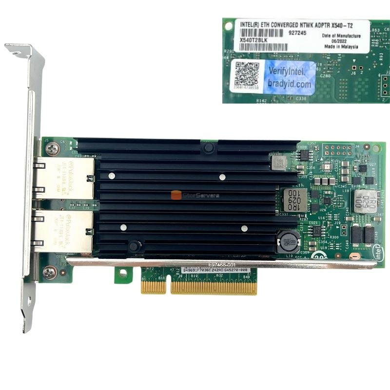 بطاقة الشبكة X540-T2 PCIe 2.1 x8 2 منفذ 10G RJ-45 إيثرنت